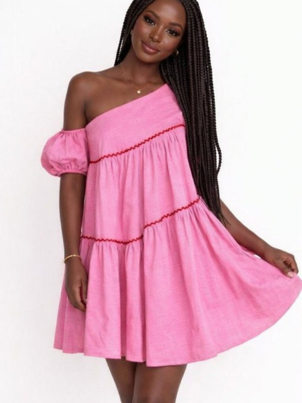 Ultramarine Pink Puff-Sleeve Off Shoulder Mini Dress NWT S